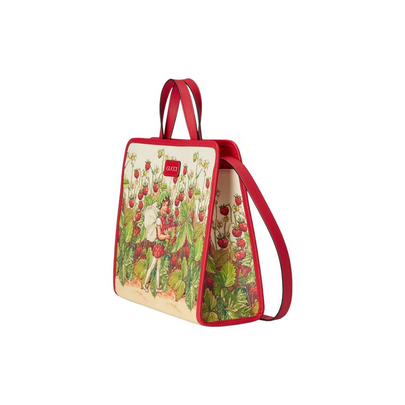 Gucci handbag Strawberry Fairy Letter Print Logo, Canvas with Leather Trim, Tote Bag, Tote Bag With shoulder strap, basic outfit (bag + dust bag)
