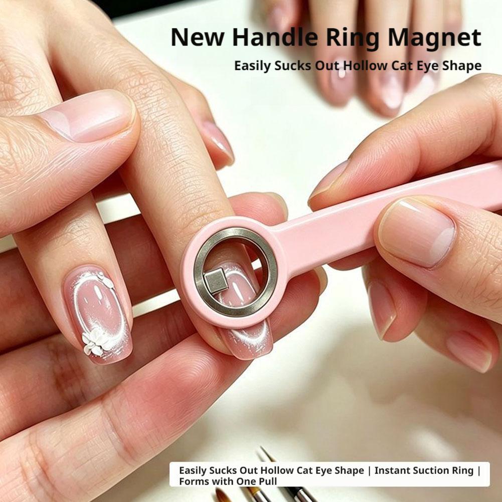 Hollow Cat Eye Nail Magnet Ring Magnetic Tool With Handle For Cat Eye Gel Polish DIY Nail Art Manicure Tools