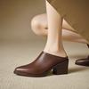 Fashion 2025 New Spring Summer Genuine Leather Mules High Heels Women Shoes Pointed Toe Women Pumps Fashion Shoes for Women Ladies Shoes