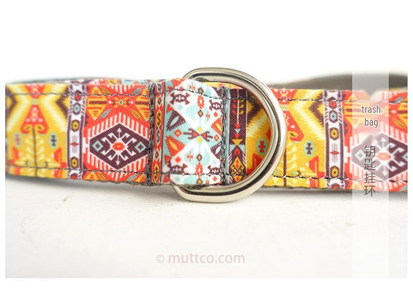 Ethnic Style Colorful Pattern Gray Dog Leash for Large Pets