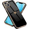 Protective Case - Luxury - iPhone 13 - Galvanized Black - Heart Pattern - Shockproof