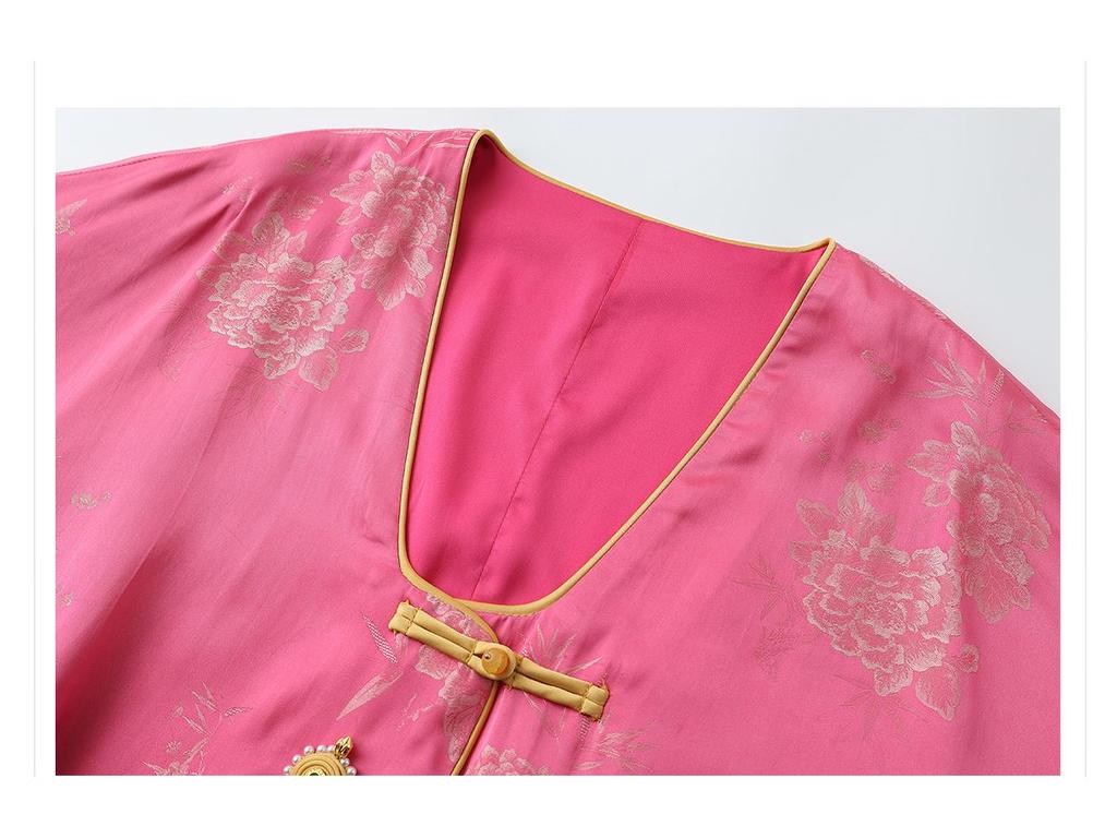 Elegant Chinese National Style Women's Spring Embroidered Top and Skirt Set