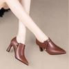 New Women's Vintage Pearl Decor Pumps   Pointed Toe Side Zip Stiletto Heel Shoes, Retro Style Deep Shoes for Fall/Winter for daily use