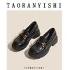 Platform women's autumn new velvet single shoes inner height increase small leather shoes small size 33