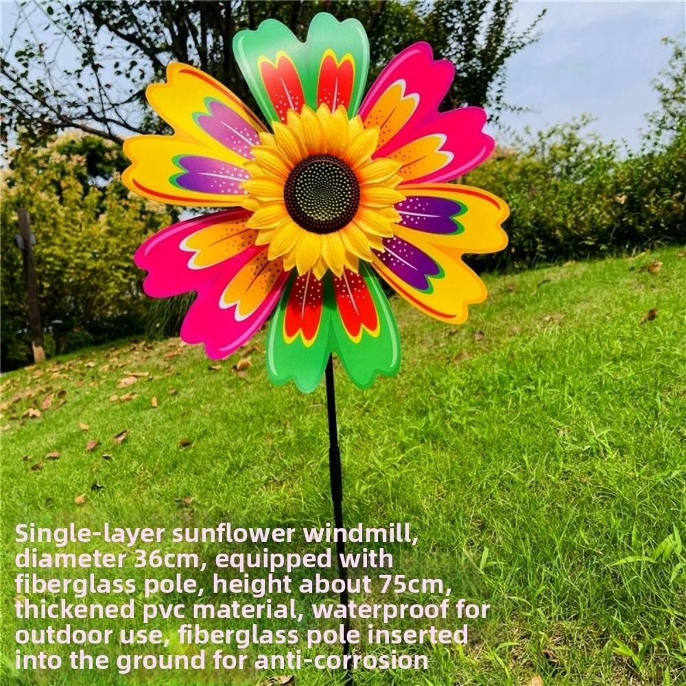 PVC Rotating Sunflower Multistyles Stake Standing Lawn Flower Pinwheel  Outdoor Party Picnic Decor