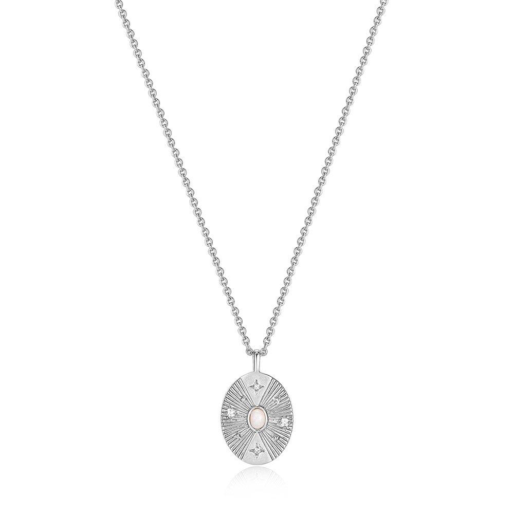 [Celebrity Wear] Scattered Kyoto Opal Disc 925 Silver Necklace N034-03H