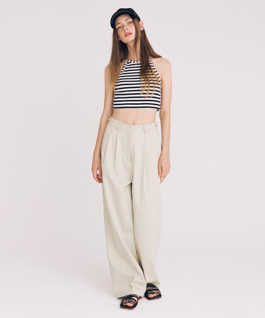 THEFRHT Double-Pleat Cotton Wide Pants (Melon)
