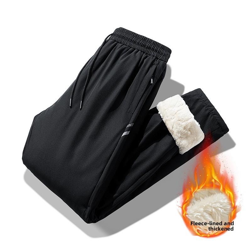 Winter Cotton Pants Men Fleece Lined Plus Size Outdoor Casual Long Pants Warm Lamb Wool Sweatpants Men Casual Sports
