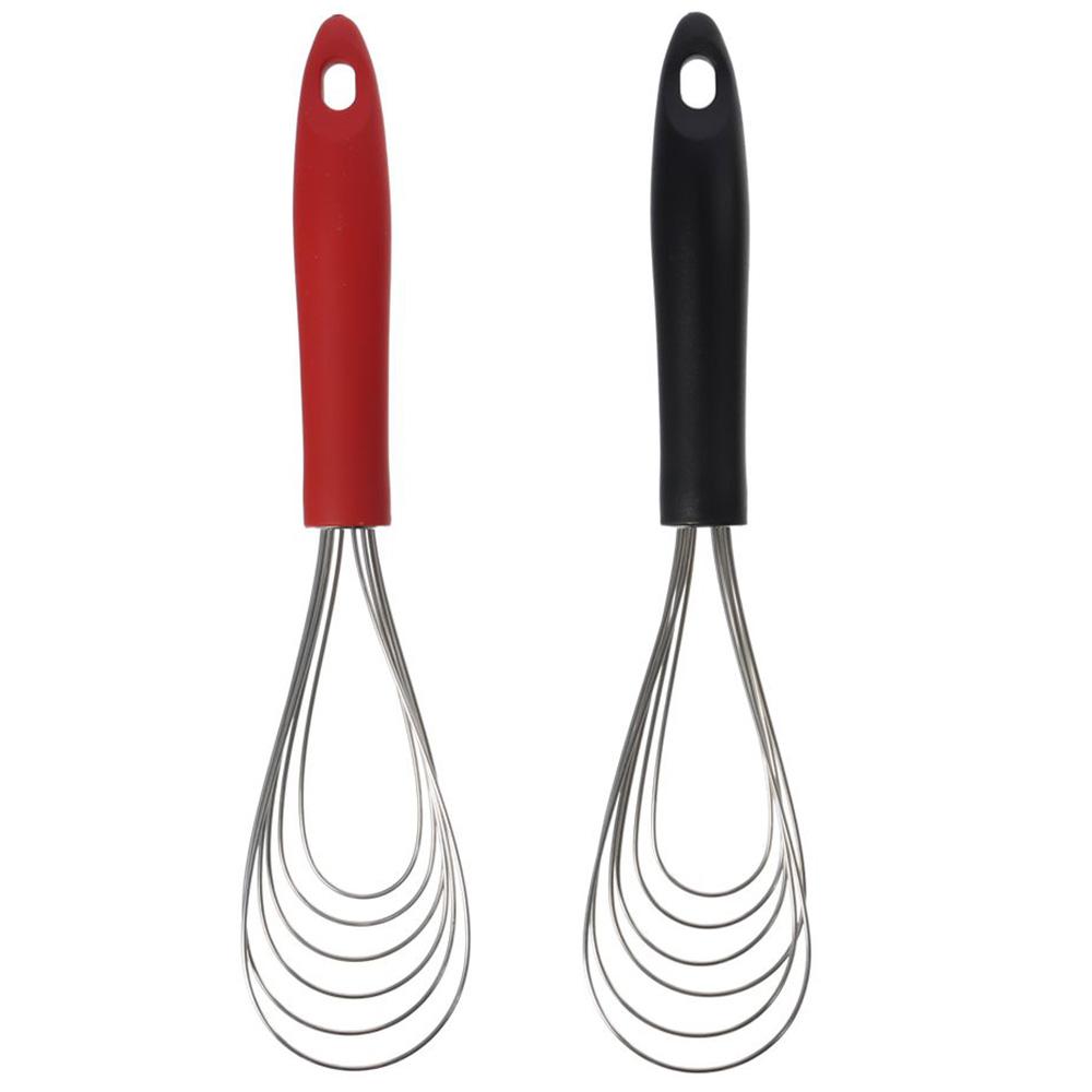 2 Pcs New Stainless Steel Gravy Whisk Rubber Non Slip Egg Whisk Sector Multi-purpose Foldable Whisk Cooking