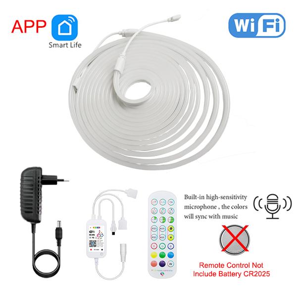 LED Neon Strip Light Tuya WiFi 24V RGB Dimmable Bluetooth 2M-10M LED Lamp IP67 Waterproof Flexible Tape Decoration Christmas