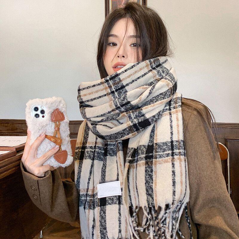 

Женский клетчатый рождественский шарф: Универсальная шаль из искусственного кашемира в корейском стиле для зимы – Высококачественная, роскошная парная манишка 65x200 cm