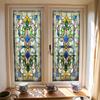 Privacy Window Film Vintage Stained Glass Style Static Window Cling Decorative Glass Sticker for Cabinet Bathroom Kitchen Door Panel