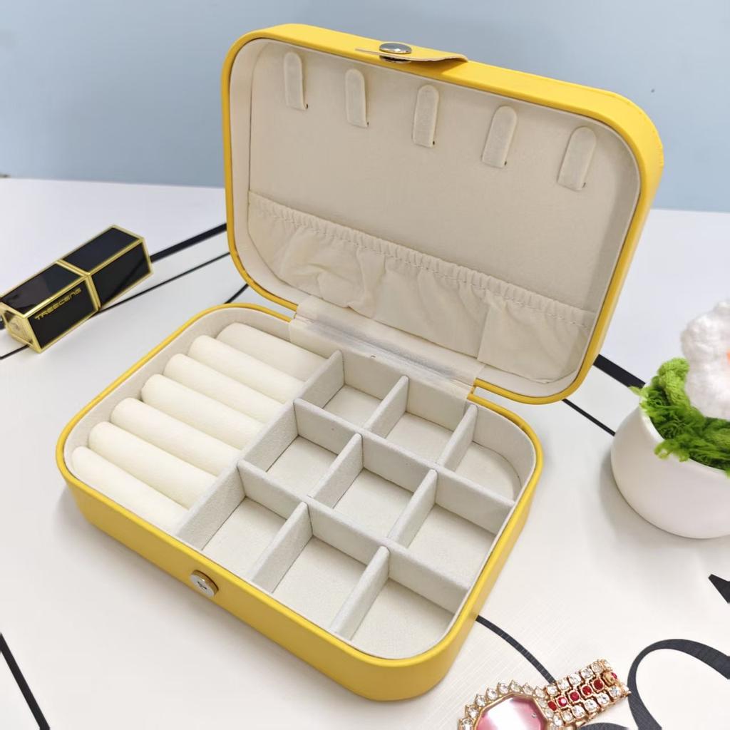 Girls Travel Jewelry Storage Box, Removable Baffle Stud Earrings Ring Bracelet Jewelry Box