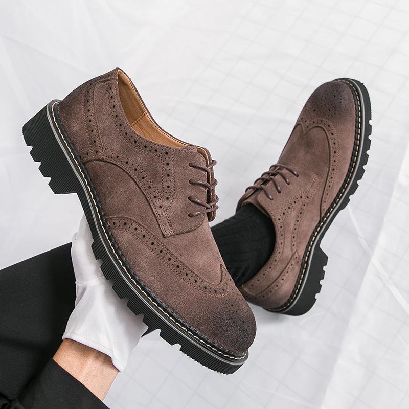 Pánské Brogue Kožené Boty Velké Velikosti - Britský Styl, Retro Business Casual Móda