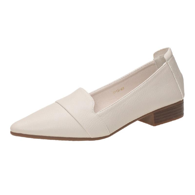 Summer single shoes women's thick heel summer new women's shoes simple pointed head shallow mouth low heel soft sole