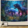 Jurassic Jungle Dinosaur Tapestry, Ancient T-Rex Wall Art, Polyester Wall Hanging for Boys Room, Home Decoration