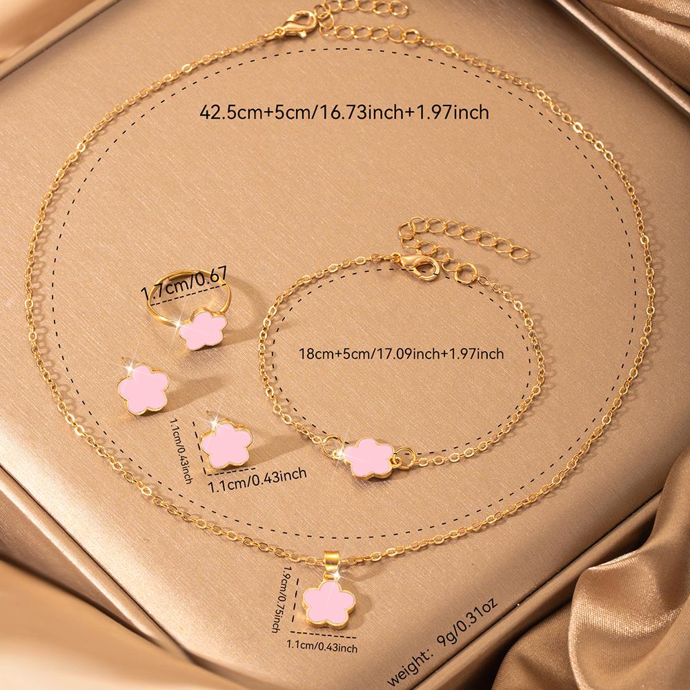 3pcs Women Zircon Set Fashionable And Elegant  Flower Shaped Necklace, Bracelet, Ring,Accessories, suitable for daily matching