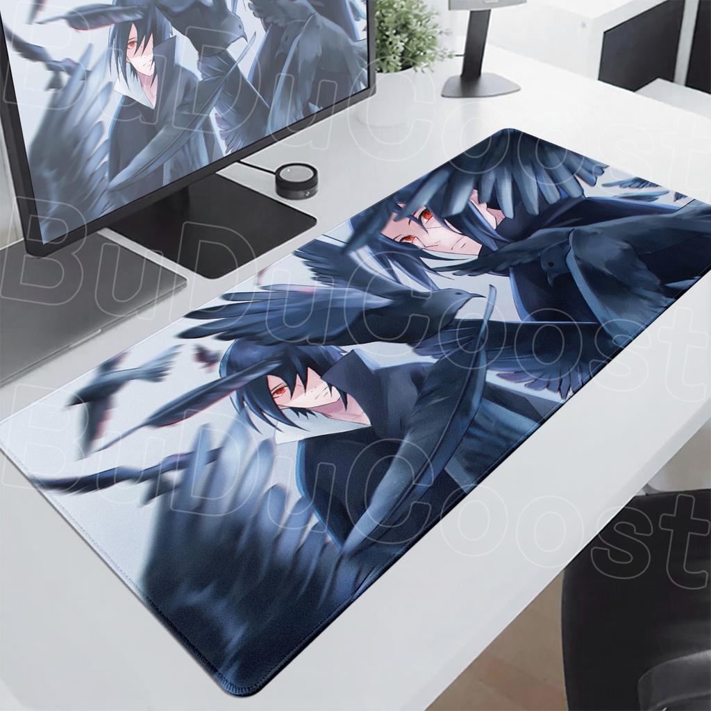New Uchiha Itachi Mouse Laptop Gamer Speed Keyboard Mause Mat XXL Black And White Manga Naruto Office Table Pad with Stitch Edge