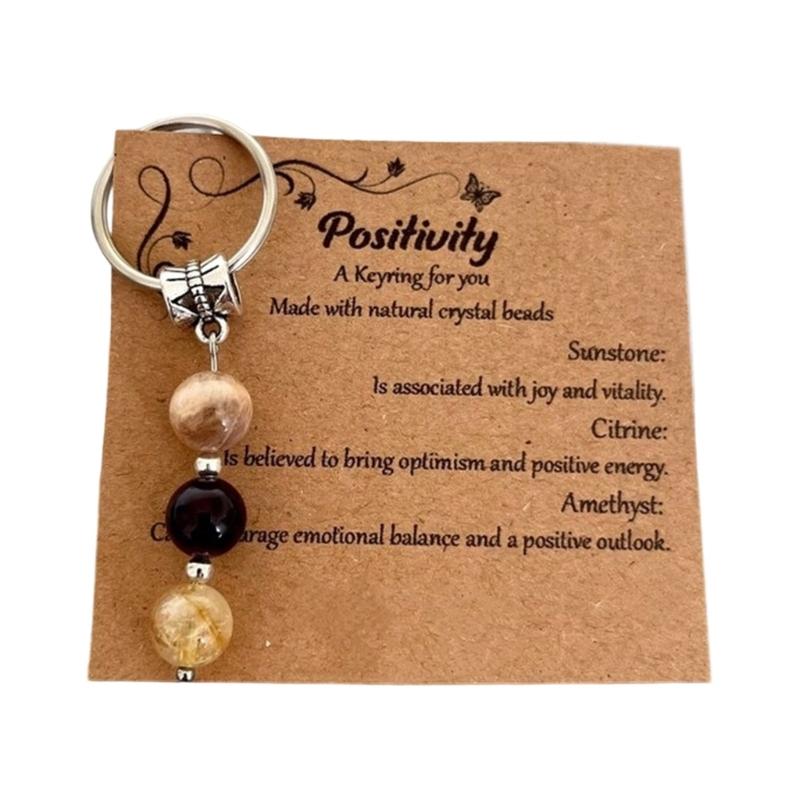 Sister Birthday Gift Set Agate Stone Keychain With Sentimental Message Card and Beaded Bracelet for Women