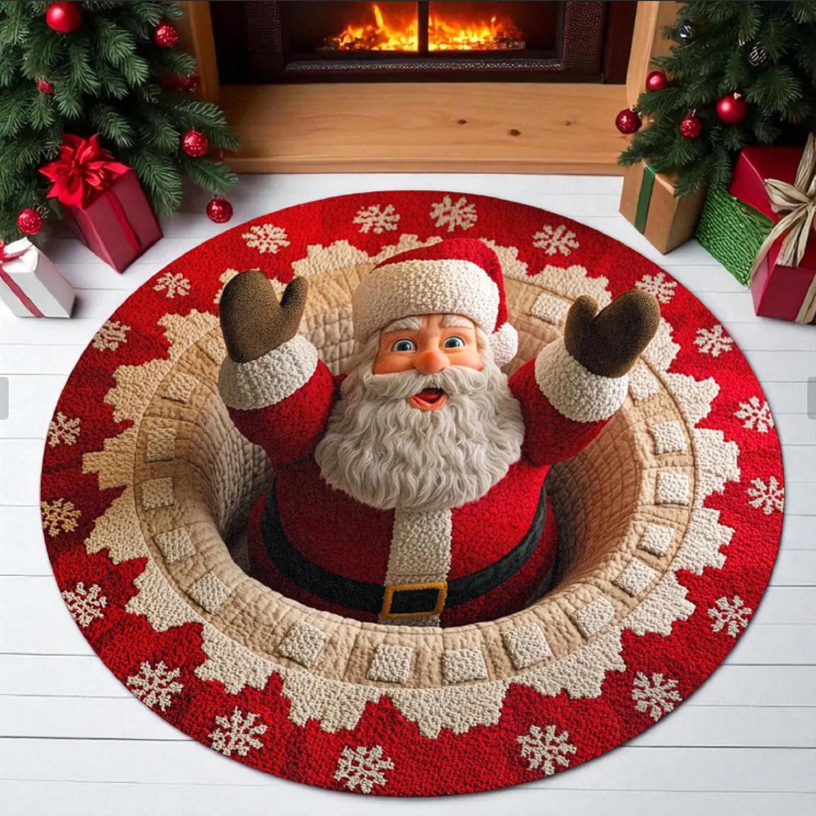 

3D Christmas Rug Christmas Optical Rug, Circular Vortex Rug, Decorative Deep-pile Rug, Fun Non Mat. Suitable For Living Rooms, Bedroom One Size
