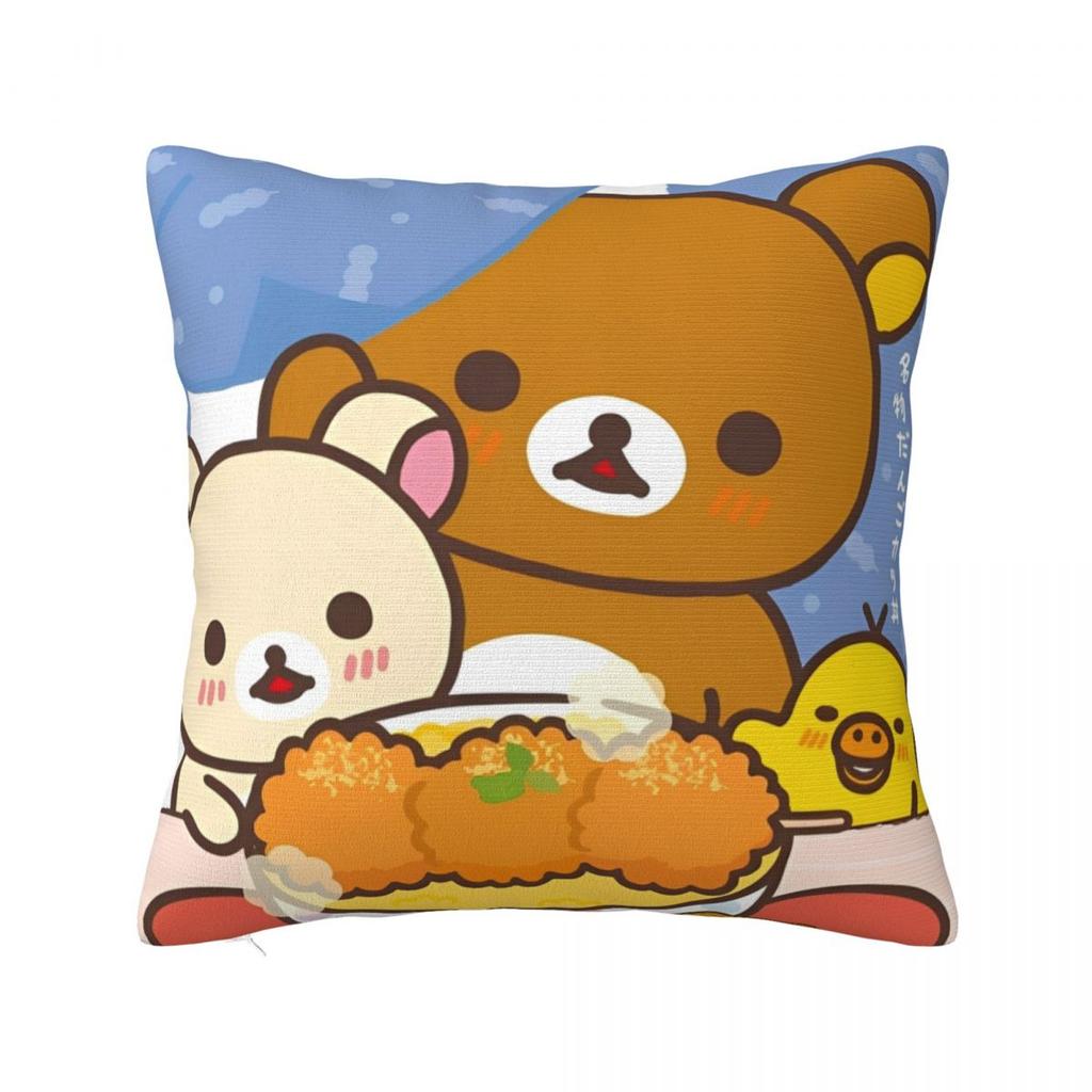 Cartoon Rilakkuma Pillowcases Merch Soft Cushion Cover Decor Pillow Case Cover Home Multi Size