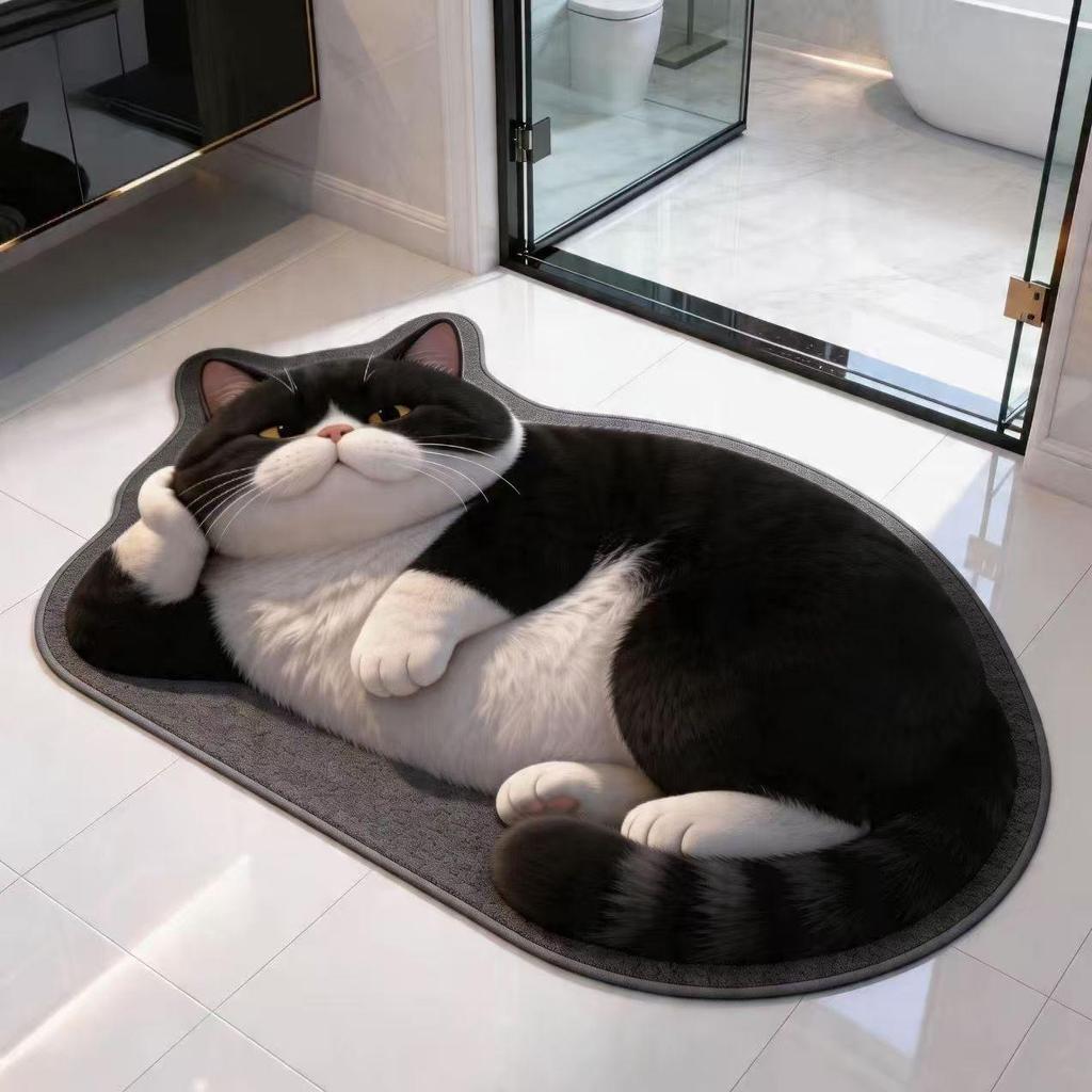 3D Cat Bathroom Mat: Quick-Dry, Water-Absorbent Diatomaceous Mud Mat with Stereoscopic Effect