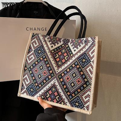 Large Capacity Commuter Bag for Women Fashionable Single Shoulder Tote Bag Ethnic Style Student Handheld Bag