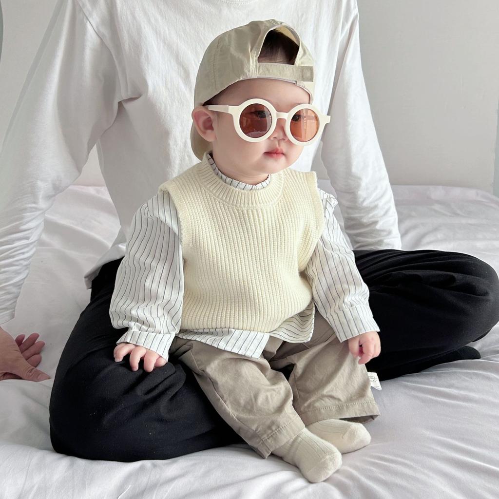 Baby Clothes, Spring And Autumn Children'S Knitted Sweater, Vest, Male And Female Babies, Foreign Versatile Vest, Top Set