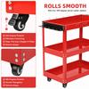 Three Tier Tool Cart 3-Tier Rolling Cart, Metal Heavy Duty Utility with Side Hooks, Mobile Organizer 4 Wheels, Handle, 330lbs Load Capacity