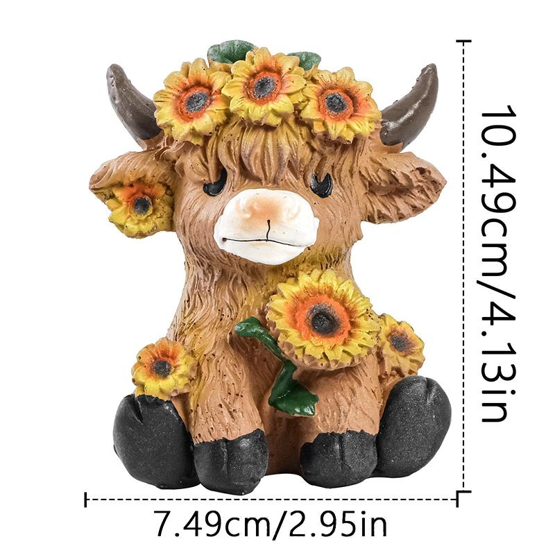 Pastoraler Stil Hochlandrind Harz Blumentopf Multifunktionales Kreatives Ornament Valentinstagsgeschenk Heim Schreibtisch Dekoration