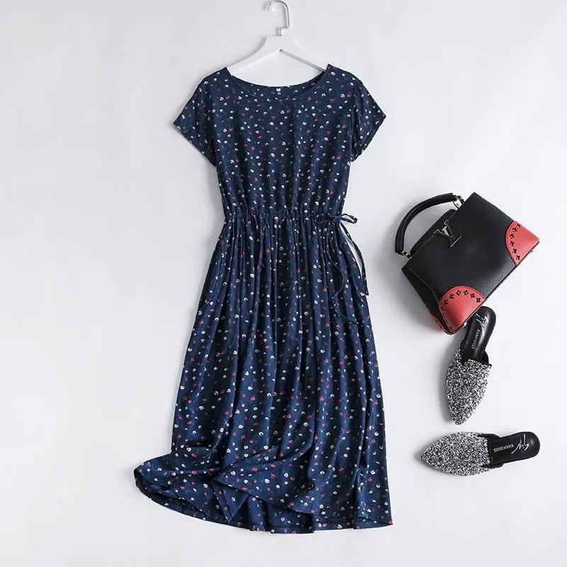 

Юбка для женщин из хлопка, летняя, большого размера, свободная, цветочная, винтажная, повседневная, с принтом, мягкая, длинная, праздничные платья L