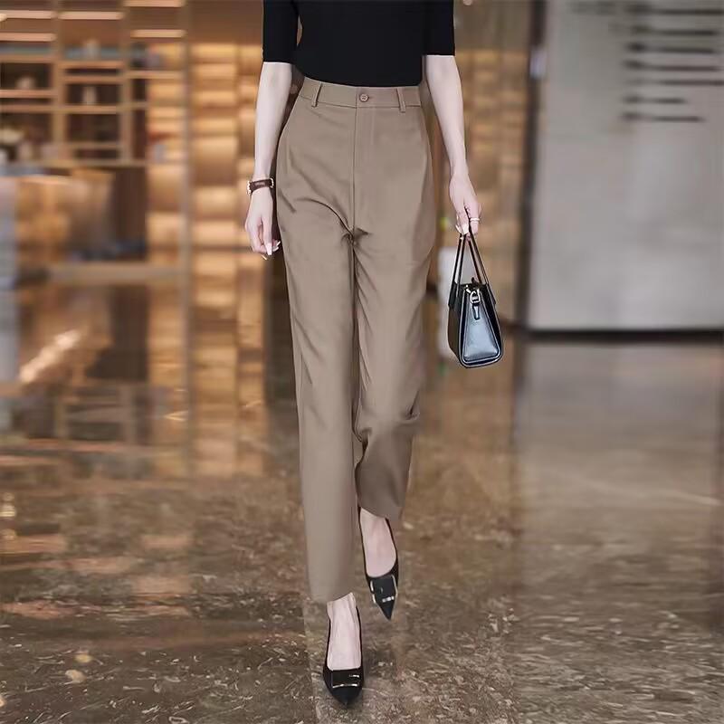 

Woodpecker 2025 High Waist Spring/Autumn Straight-Leg Cigarette Pants for Women XL (29/110–120 jin) хаки