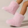 Women's Furry Faux Fur Boots Fuzzy Fluffy Mid Calf Snow Boots Winter Suede Warm Fur Lined Booties Flat Boots for Women Casual Ankle Booties Shoes