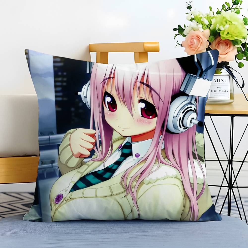 

Beautiful Girls S-Super Sonico-MT Pillow Case Printed Brushed Fleece Pillow Baby Skin-Touch Eco-Friendly Dye-Sublimat 12x12Inch