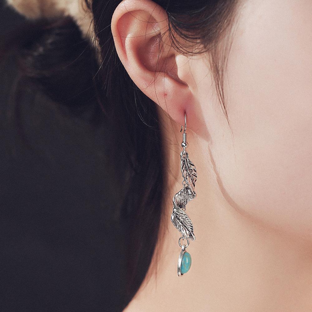 

BLINGBAY женские серьги-подвески, серьги-гиперболы, модные индивидуальные спиральные серьги с бирюзовым пером для девочек, вечерние ювелирные изделия, подарки