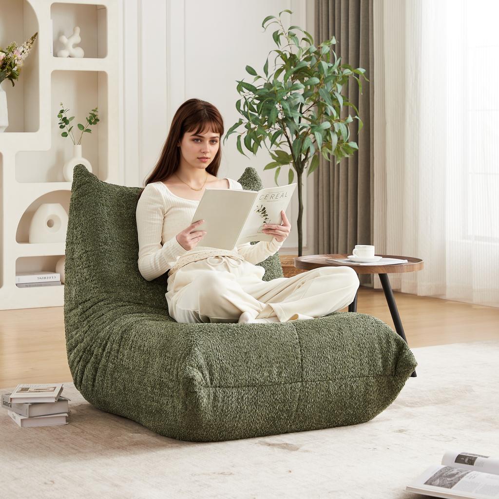Chenille Caterpillar Sponge-Padded Sofa, Floor-Level Lounge Chair, Fireplace Lounge Chair, for Living Rooms, Bedrooms, Game Rooms, and Office