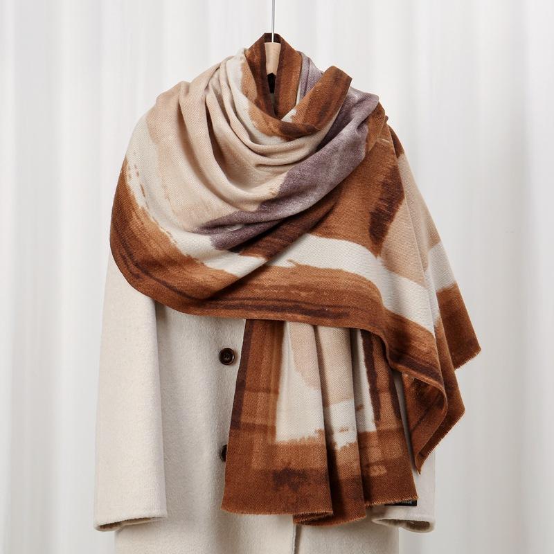 Strip Hand-painted 70 New Autumn and Winter Skin-friendly and Warm Imitation Cashmere Printed Scarf Versatile Shawl