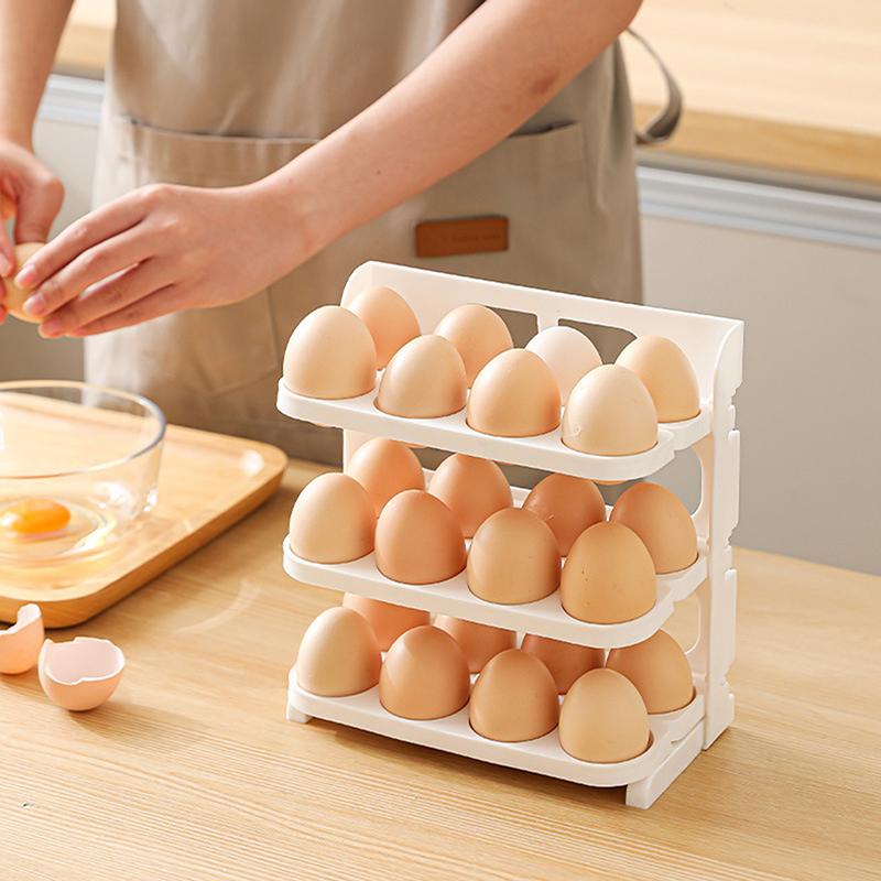 3 Layer Foldable Egg Storage Box Organizer For Refrigerator Refrigerator Side Door Kitchen Egg Organizer Holder Food Storage