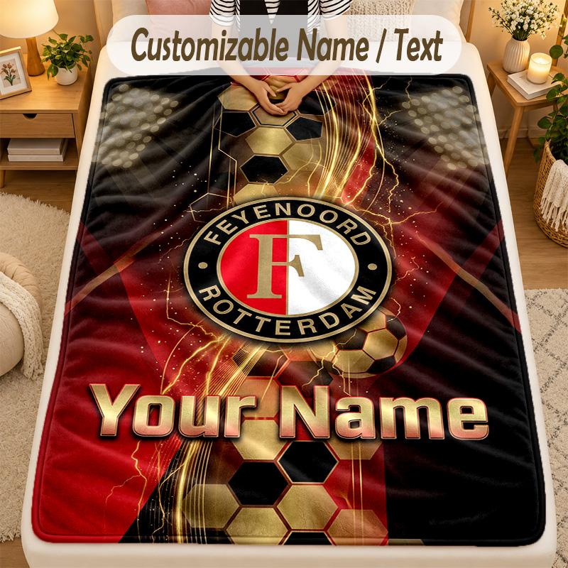 Flanel BattaniyeFeyenoord Özel İsim Yazısı Kişiselleştirilmiş Yumuşak Sıcak Atkı Battaniye Ev Dekorasyonu Hediye