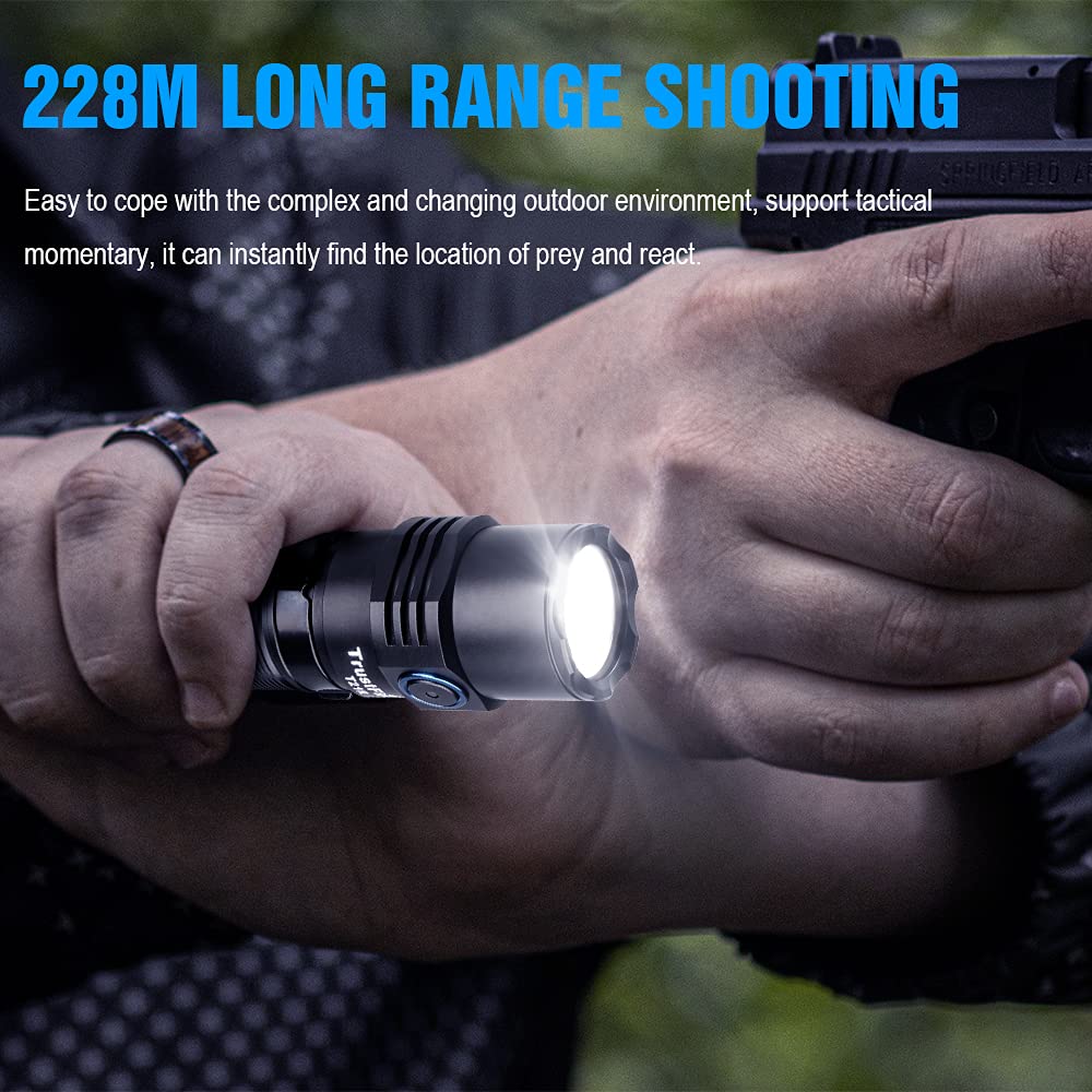 Trustfire T21R Rechargeable LED Military 2600 USB 5 Dimmable IPX8 Battery Level Aluminum Alloy Ideal for Night Nighttime Power Disaster and Evacuation