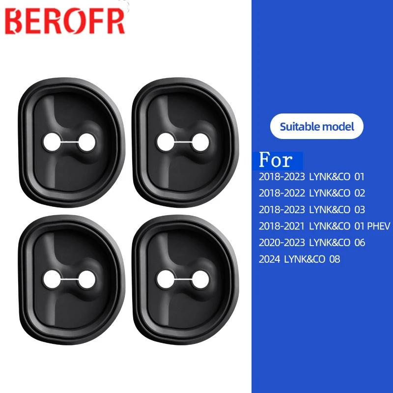 4pcs Absorber Silicone Car Door Lock Buckle Anti-collision Protective Cover For LYNK&CO 01 PHEV Lynk 02 03 06 08 09 Accessories