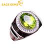 8*10MM Peridot Male Ring 925 Sterling Silver Fine Jewelry Wedding Engagement Holiday Gift