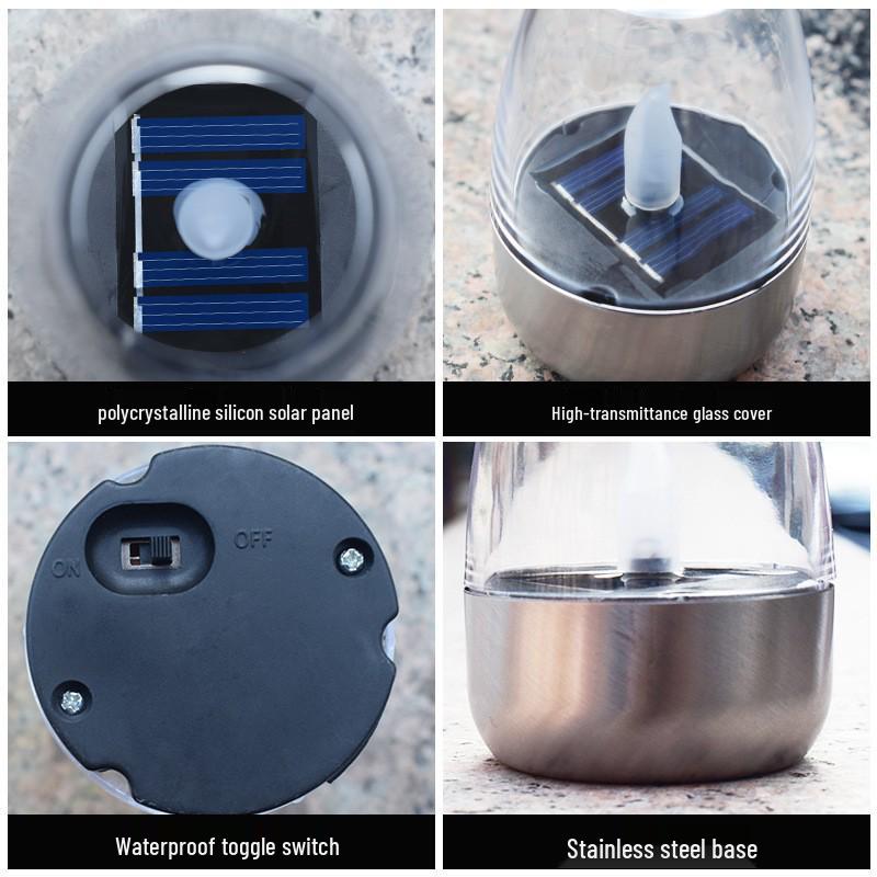 Solar LED Kerzenlicht für Außen - Edelstahl Gartendekoration