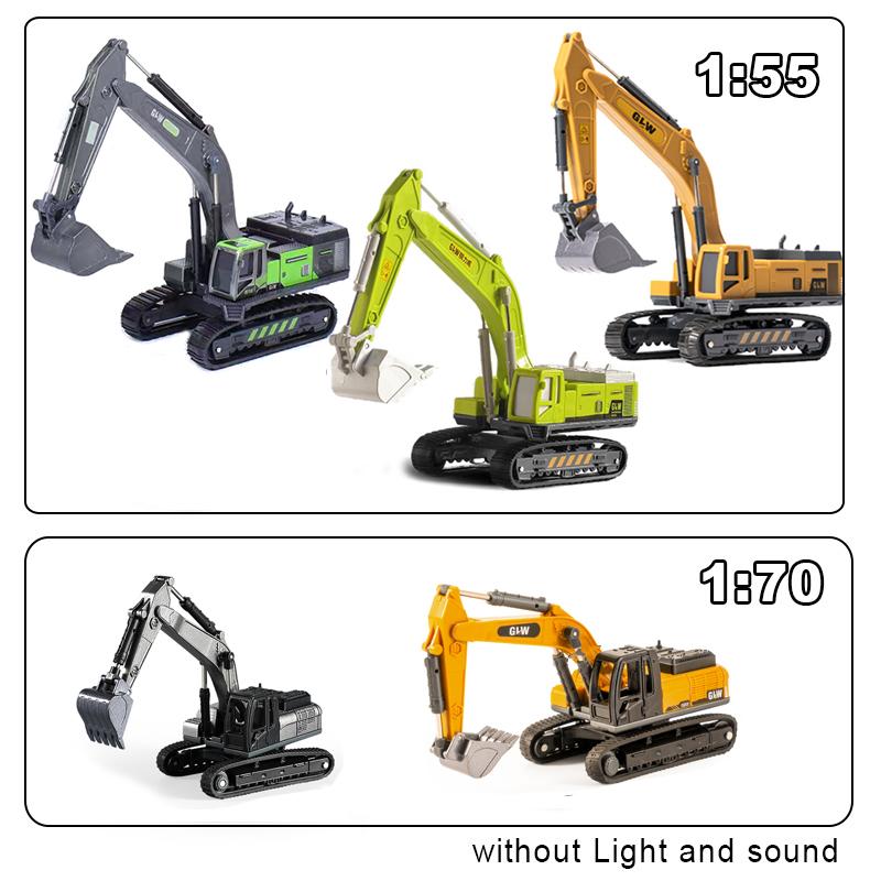 Escavatore Lega Classica+Plastica Diecast Giocattoli Modello Ingegneria Suono Luce Pull Back Costruzione Collezione Regali Per Bambini