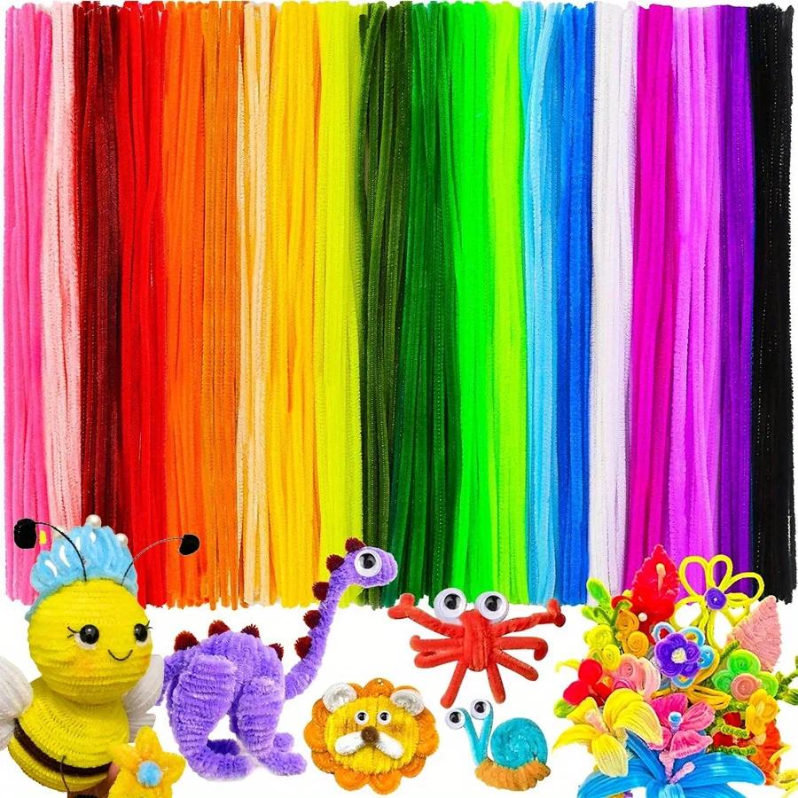 100/200/400pcs Colorful Soft Flexible Fabric Pipe Cleaners - Multipurpose DIY Craft Supplies for Creative Fun & Handmade JXB