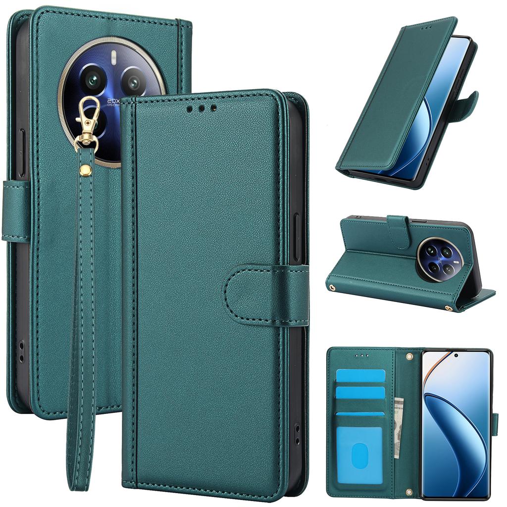SY-003 For Realme P1 Pro 5G/12 Pro+ 5G/12 Pro 5G Case PU Leather Stand View Phone Wallet Cover with Hand Strap