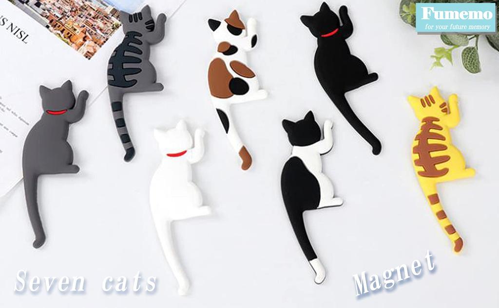 Fumemo Magnetic Hooks Cat Tail Design Cute and Stylish Animal Hooks for Key Hanging Set of 7 Cat Tail Hooks - - Refrigerators, Walls, Storage,