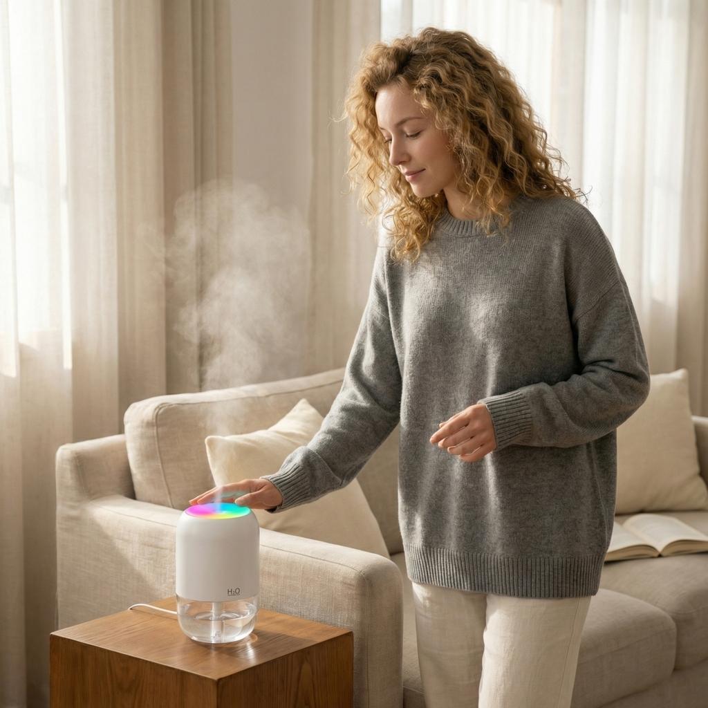 Ultrasonic Humidifier Home Quiet Mist Maker with Night Light Adjustable Mist Output for Bedroom Office and Nursery