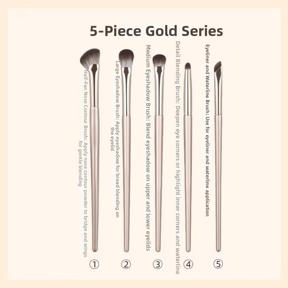 Professional Makeup Brushes Set Gold Eye Makeup Brush Portable Cosmetics Brushes Tools Kits Women 5pcs