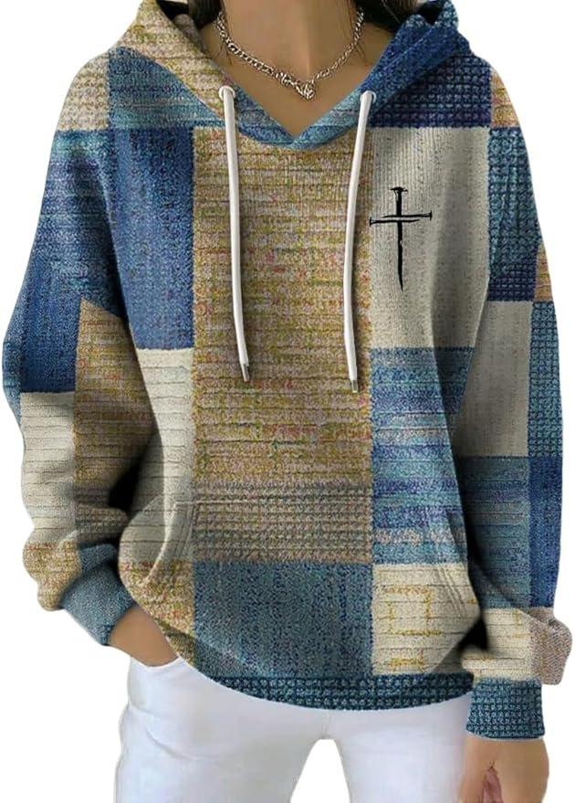 Patchwork Hoodies Checkered Pattern 3D Print Women's Casual Sweatshirts Street Oversized Pullovers Hoodie Female Tops Clothing